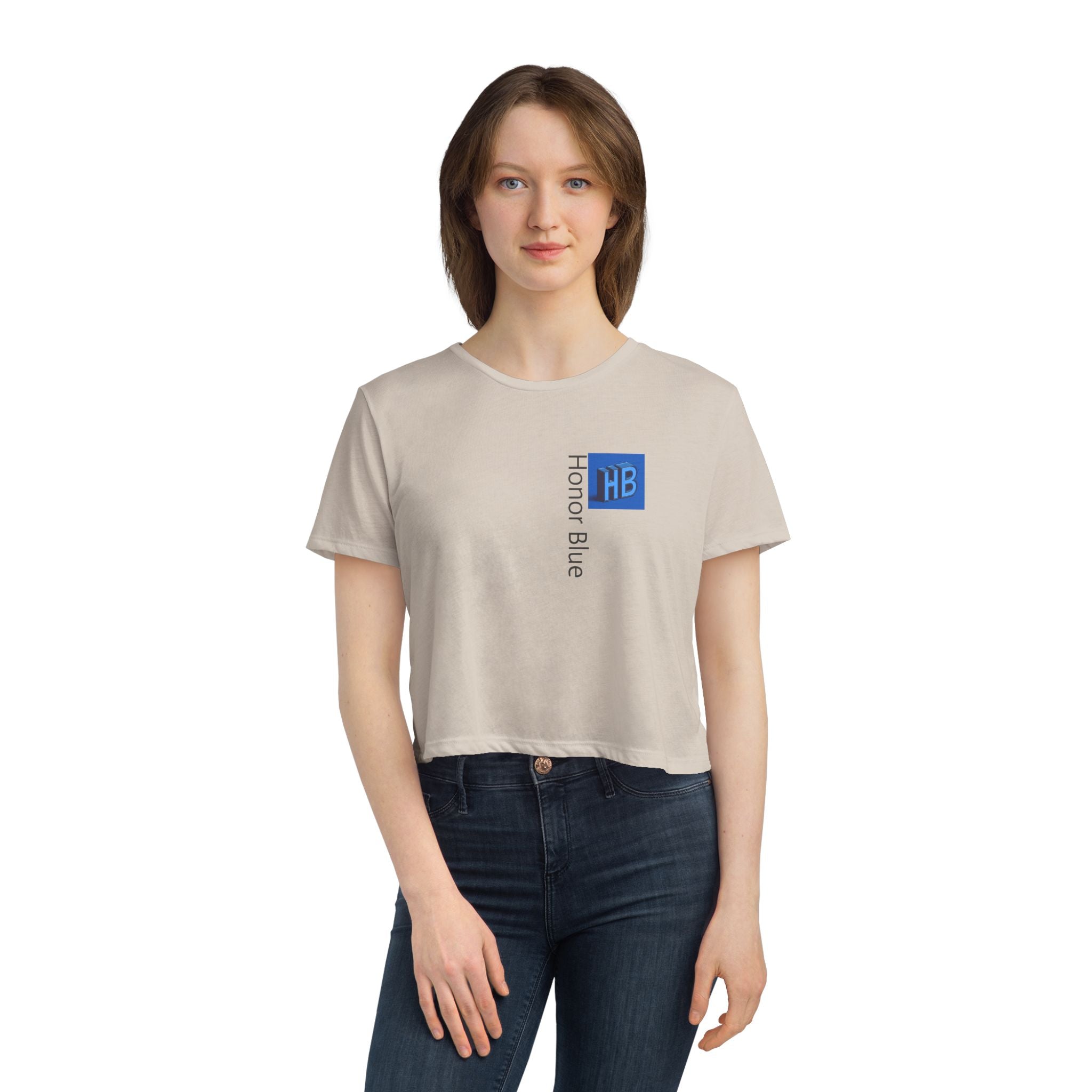 Honor Blue Women's Flowy Cropped Tee - Stylish & Comfortable Casual Wear