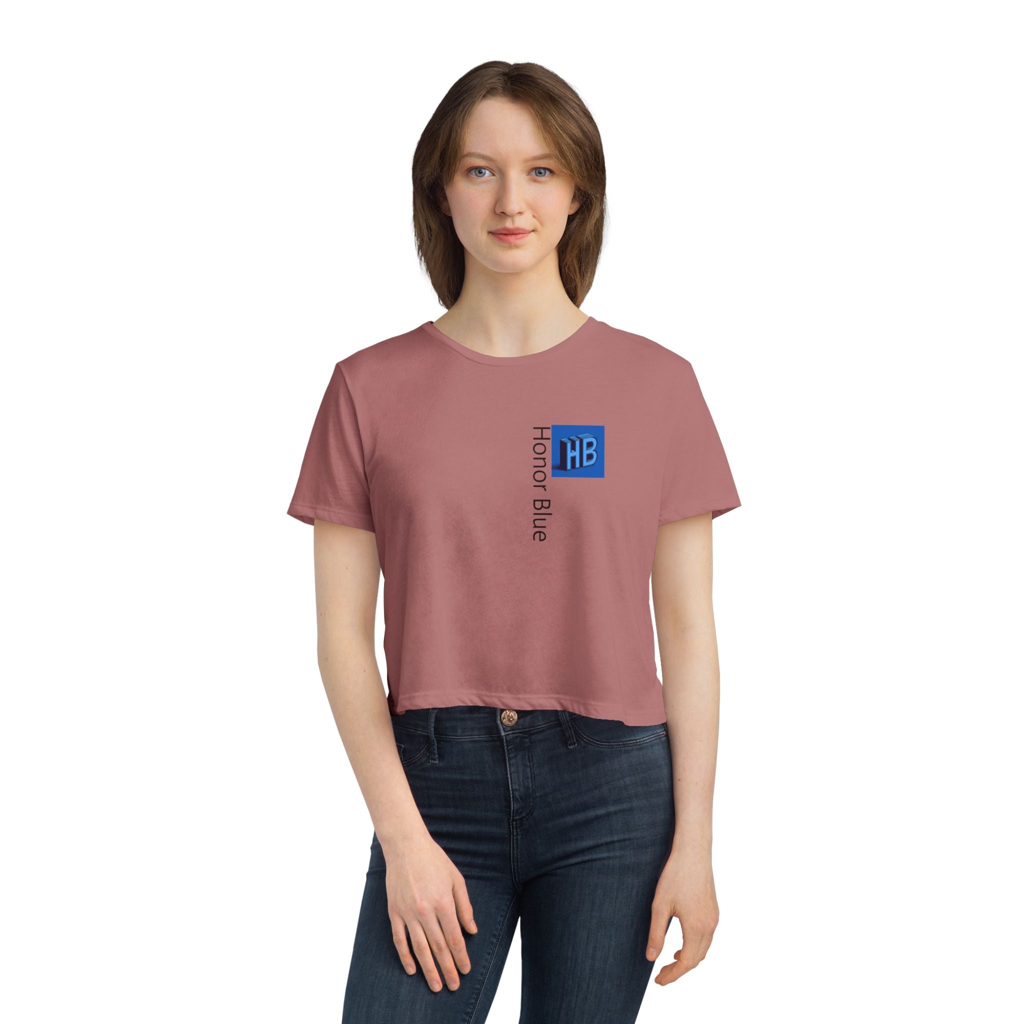 Honor Blue Women's Flowy Cropped Tee - Stylish & Comfortable Casual Wear