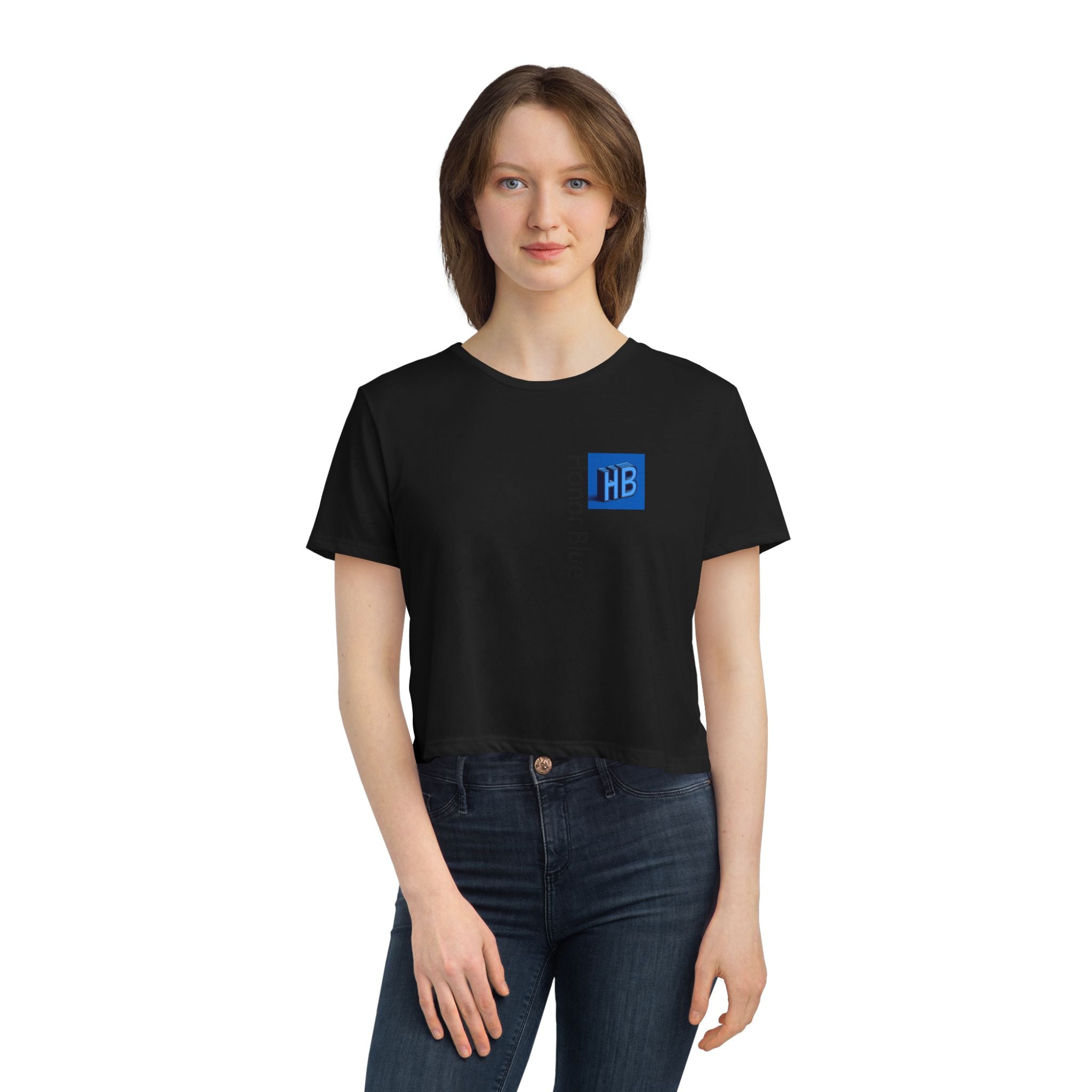Honor Blue Women's Flowy Cropped Tee - Stylish & Comfortable Casual Wear
