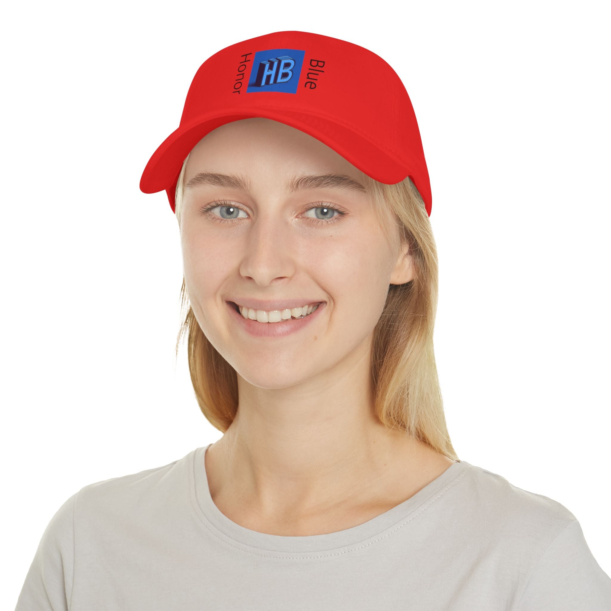 Stylish Red Low Profile Baseball Cap with HB Design