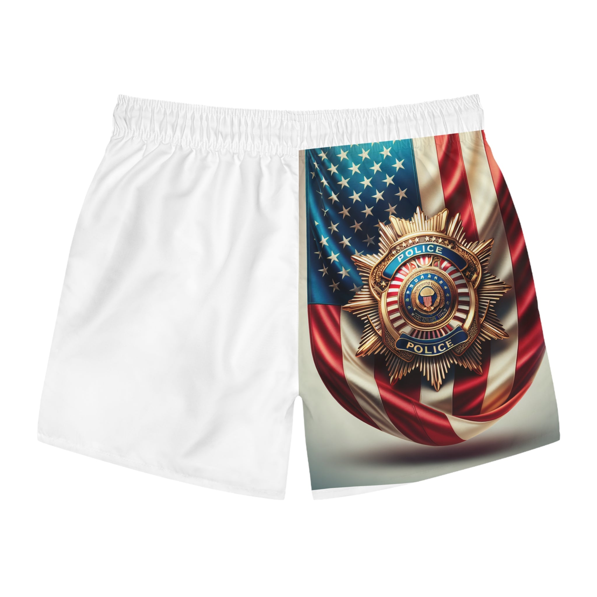 Patriotic Police Badge Swim Trunks - Perfect for Summer Celebrations