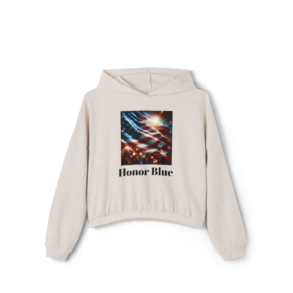 Patriotic Women&#039;s Cinched Bottom Hoodie - Cozy American Flag Design