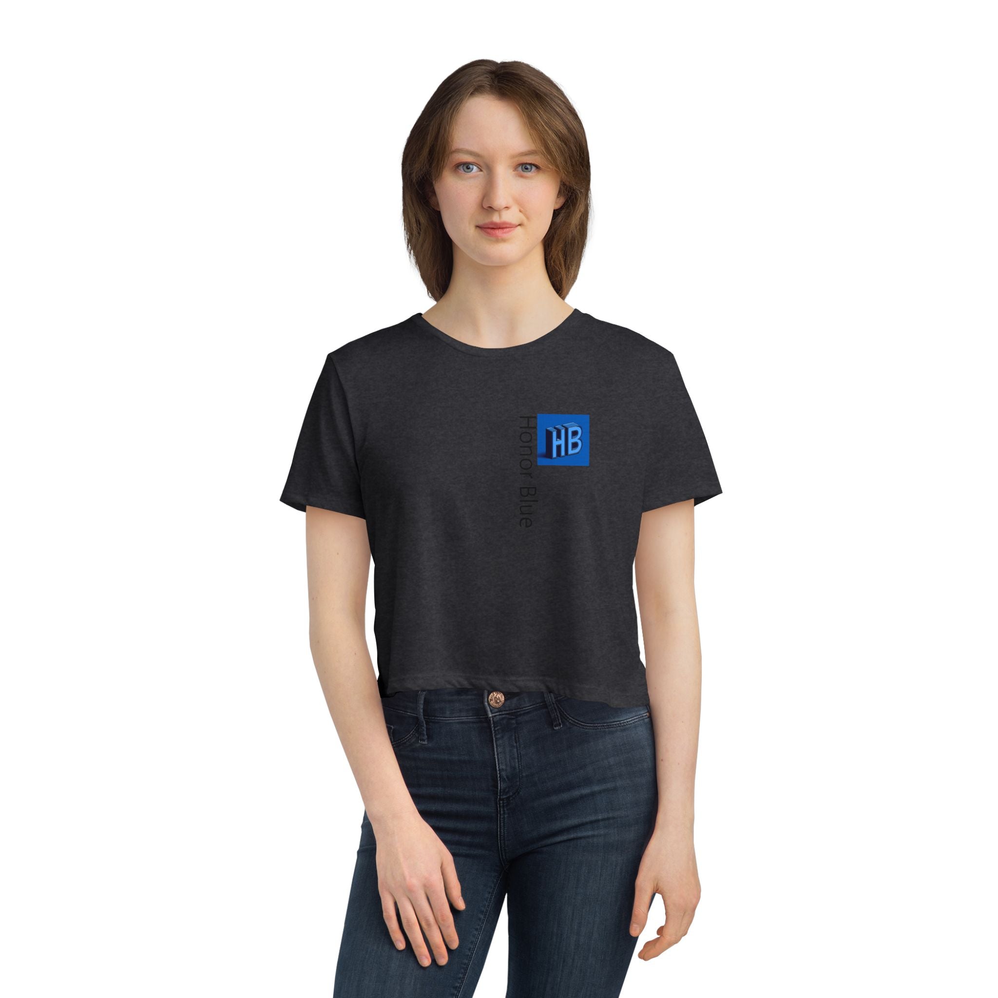 Honor Blue Women's Flowy Cropped Tee - Stylish & Comfortable Casual Wear