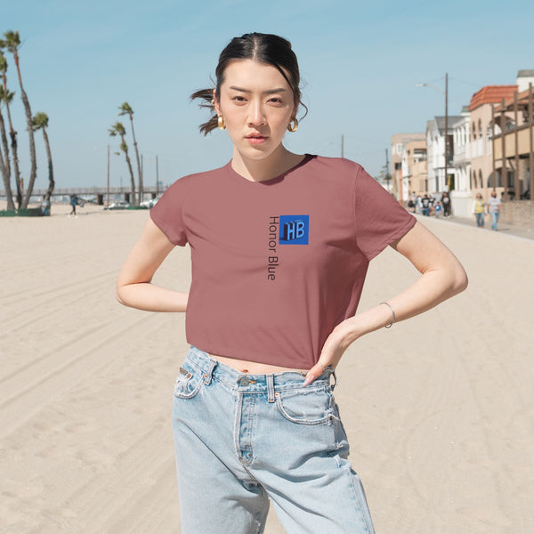 Honor Blue Women's Flowy Cropped Tee - Stylish & Comfortable Casual Wear